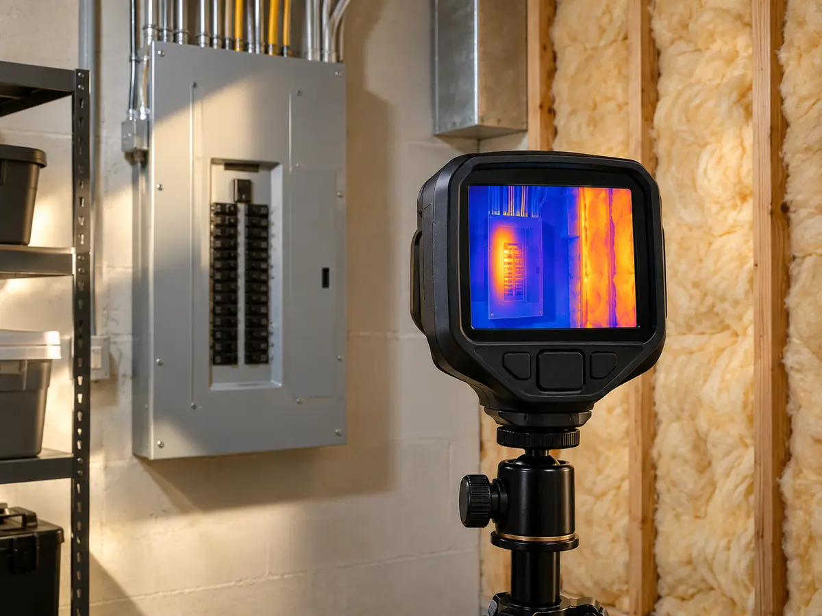 Thermal camera viewing a residential electrical panel