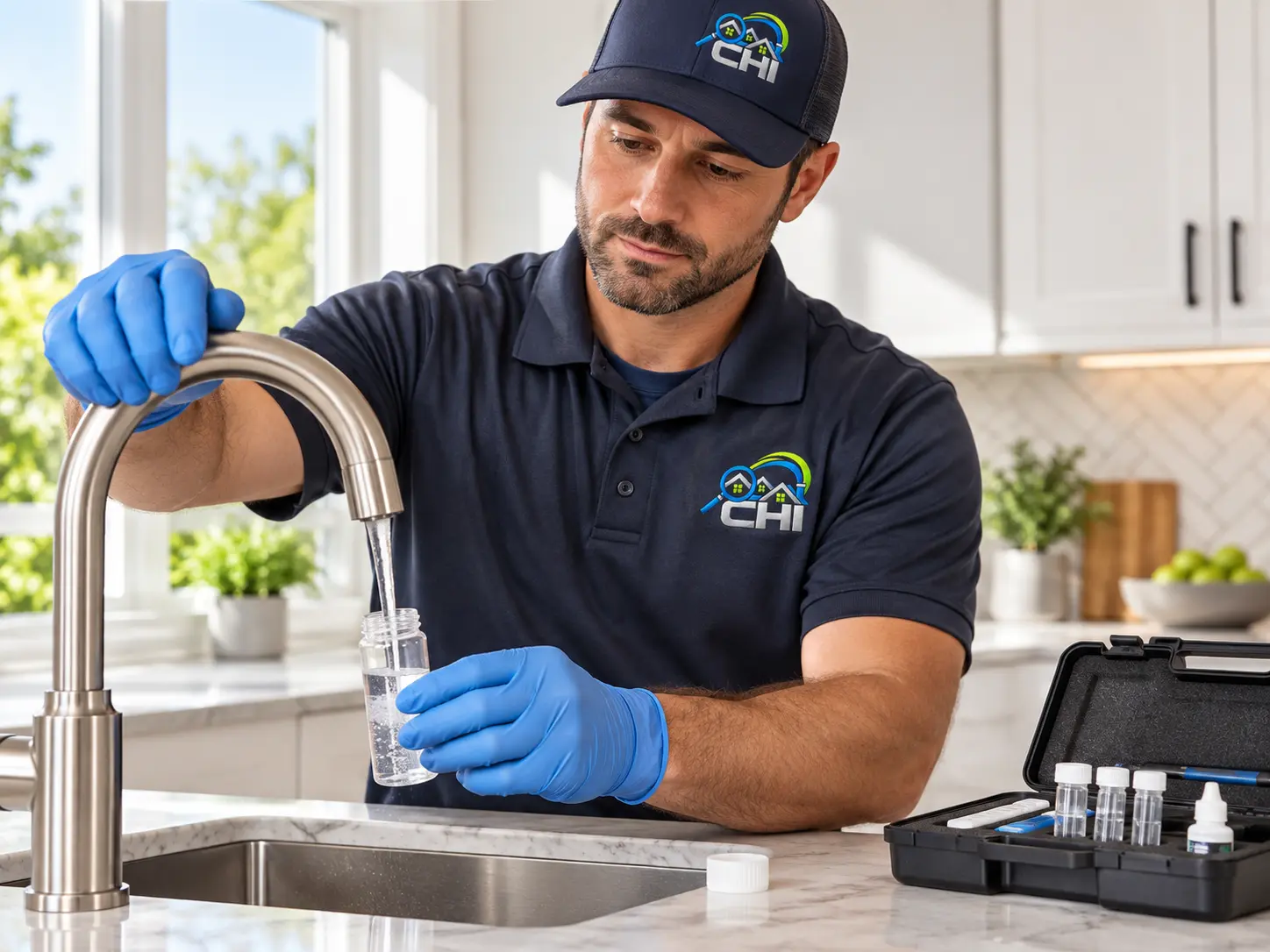 CHI inspector collecting a residential water sample